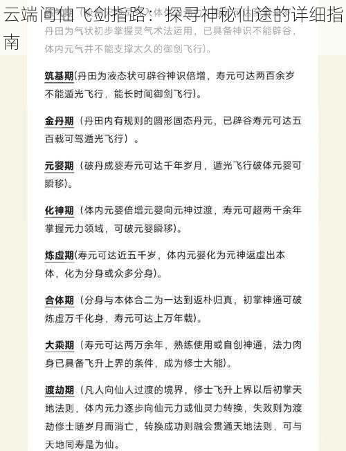 云端问仙飞剑指路:探寻神秘仙途的详细指南